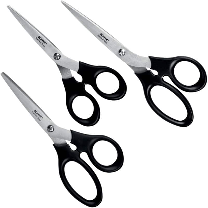 Leitz Suitable For Lefthanded People Scissors 105 mm Stainless Steel Black Pack of 3
