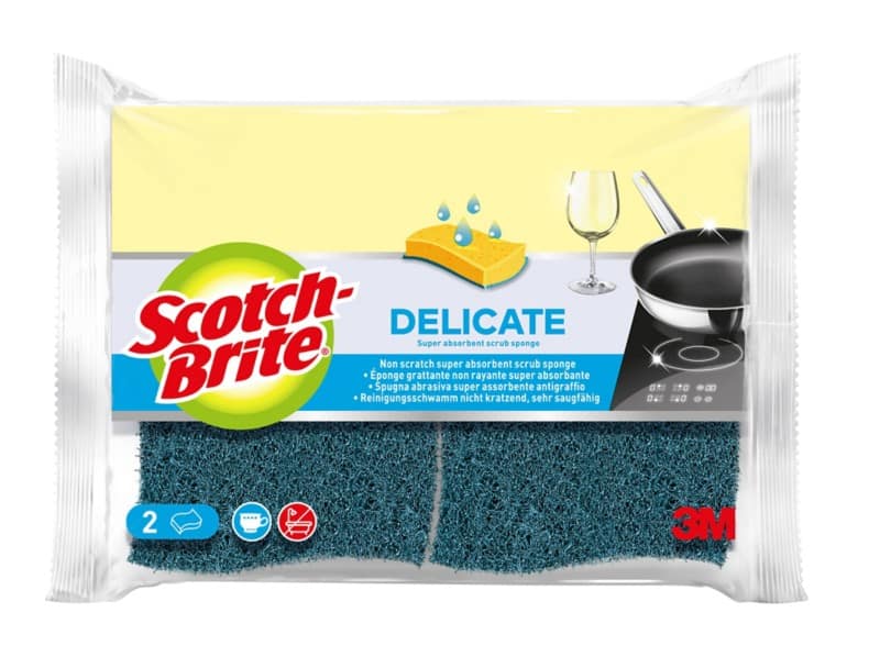 Scotch-Brite Delicate Sponge 10.5 x 2.5 x 15 cm Yellow Pack of 2