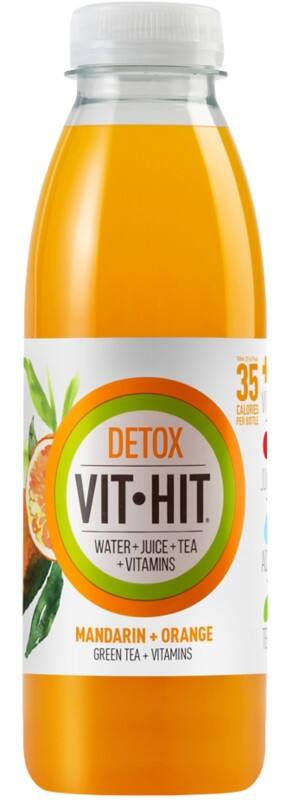 VIT HIT Detox Sports Drink Mandarin, Orange 500 ml Pack of 12