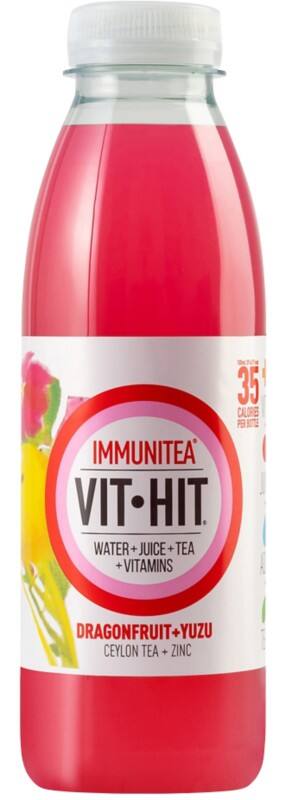 VIT HIT ImmuniTea Sports Drink Dragonfruit, Yuzu 500 ml Pack of 12