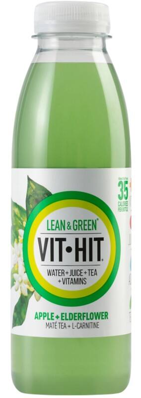 VIT HIT Lean and Green Sports Drink Apple, Elderflower 500 ml Pack of 12