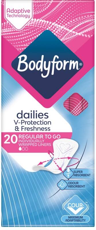 Bodyform Liners Sanitary Pads Discharge & Spotting Pack of 20