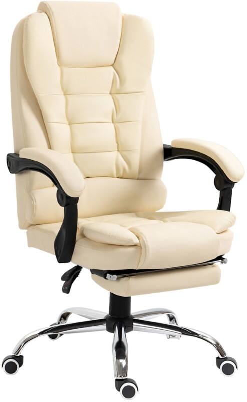 HOMCOM Executive Chair Basic Tilt Fixed Armrest Cream 120 kg 921-084V71CW 640 x 700 x 1,180 mm