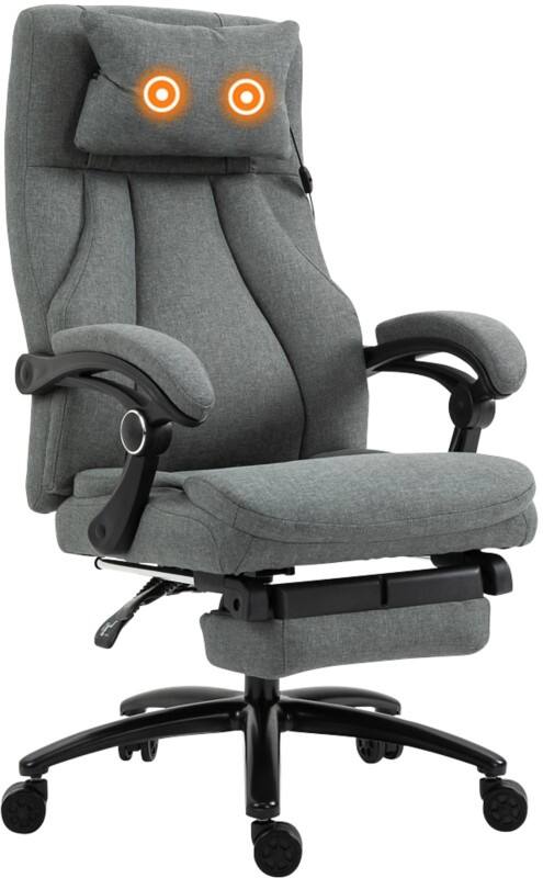 Vinsetto Massage Chair Basic Tilt Fixed Armrest Grey 120 kg 921-317V71GY 740 x 640 x 1,170 mm
