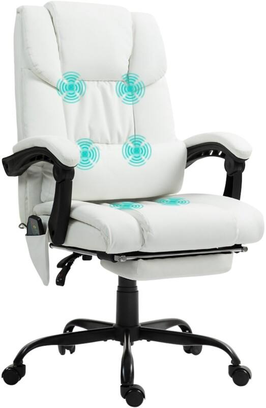 Vinsetto Massage Chair Basic Tilt Fixed Armrest White 120 kg 921-275V70WT 660 x 750 x 1,220 mm