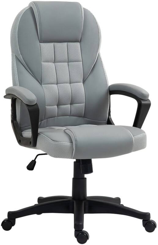 HOMCOM Office Chair Basic Tilt Fixed Armrest Grey 120 kg 921-733V70GY 690 x 650 x 1,200 mm  