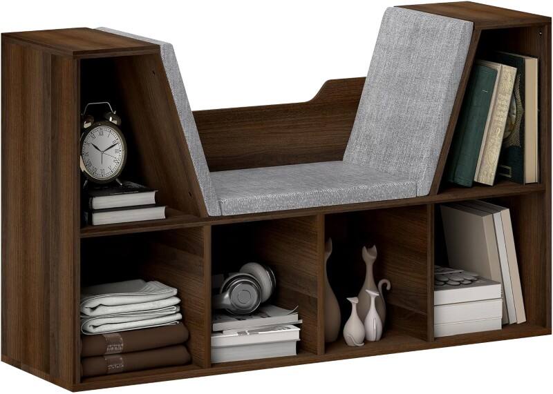 HOMCOM Particle Board Bookcase 300 x 1,020 x 610 mm Chalked Chestnut