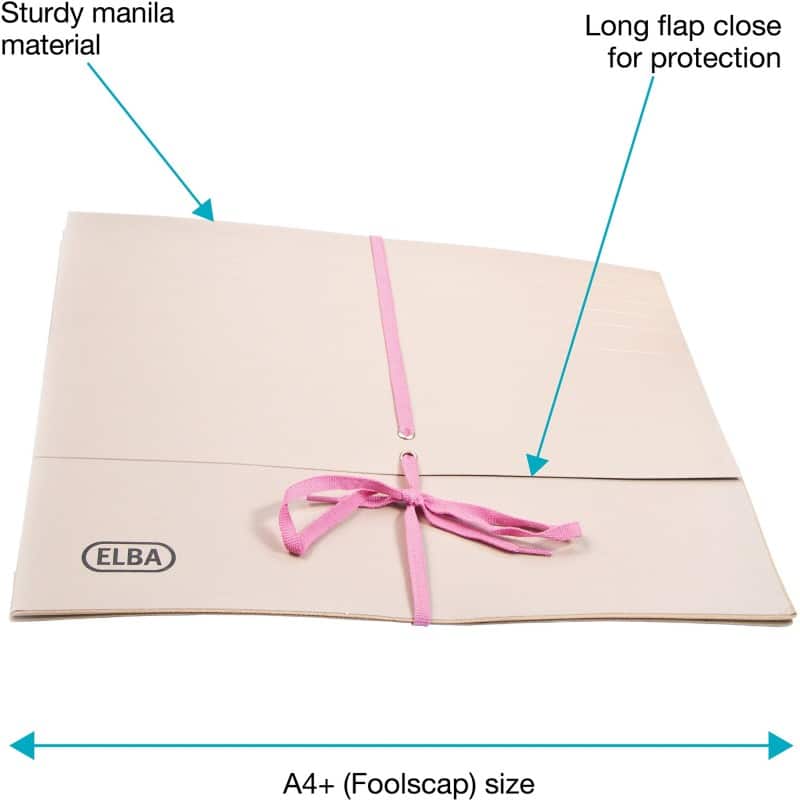 ELBA Document Wallet 100080792 A4+ Dual lock system Cardboard Landscape 32 (W) x 14.5 (D) x 27 (H) cm Buff Pack of 25