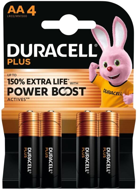 Duracell Batteries Plus Power Boost AA LR6 Alkaline Pack of 4