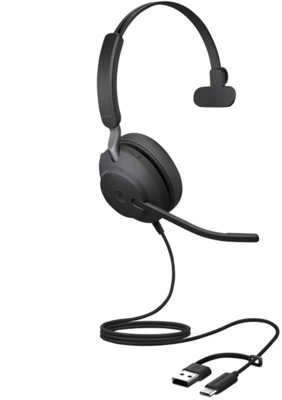 Jabra Evolve2 Wired Headset Over-the-head USB Without Bluetooth No Mono 40 SE Black