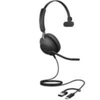 Jabra Evolve2 Wired Headset Over-the-head USB Without Bluetooth No Mono 40 SE Black