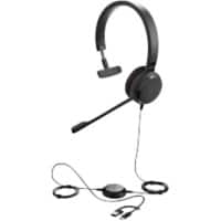 Jabra Evolve Wired Headset Over-the-head USB Without Bluetooth Noise Cancelling Microphone Mono 30 II Black