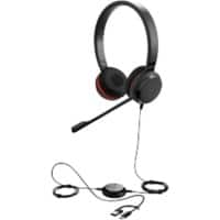 Jabra Evolve Wired Headset Over-the-head USB Without Bluetooth Noise Cancelling Microphone Stereo 30 II Black