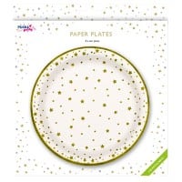 Pukka Party Santa Paper Plates 23 Diameter Gold Pack of 8