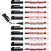 edding 400 Permanent Marker Fine Bullet 1 mm Black Refillable Water Resistant Pack of 10