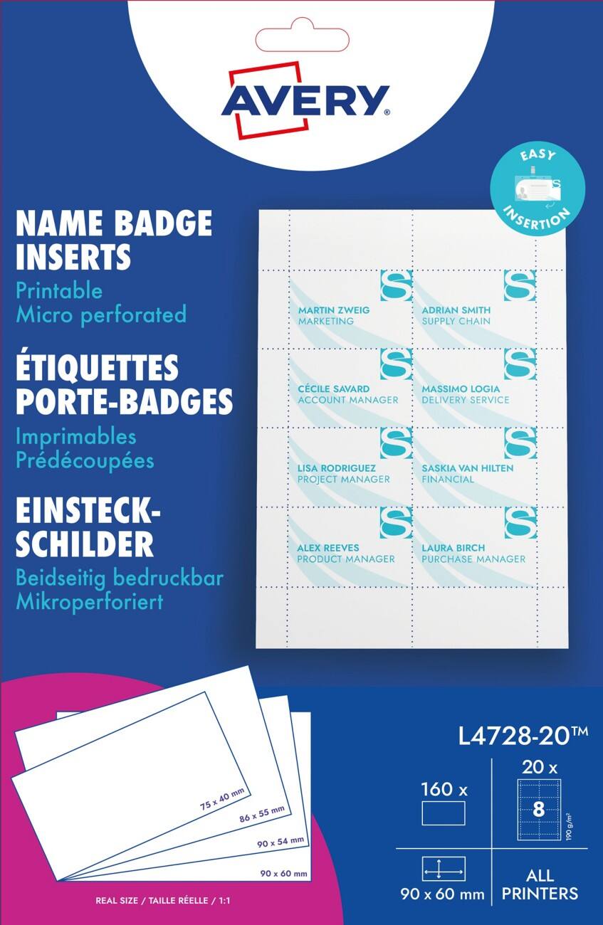 AVERY Zweckform Badge Insert 9 x 6 cm Pack of 160