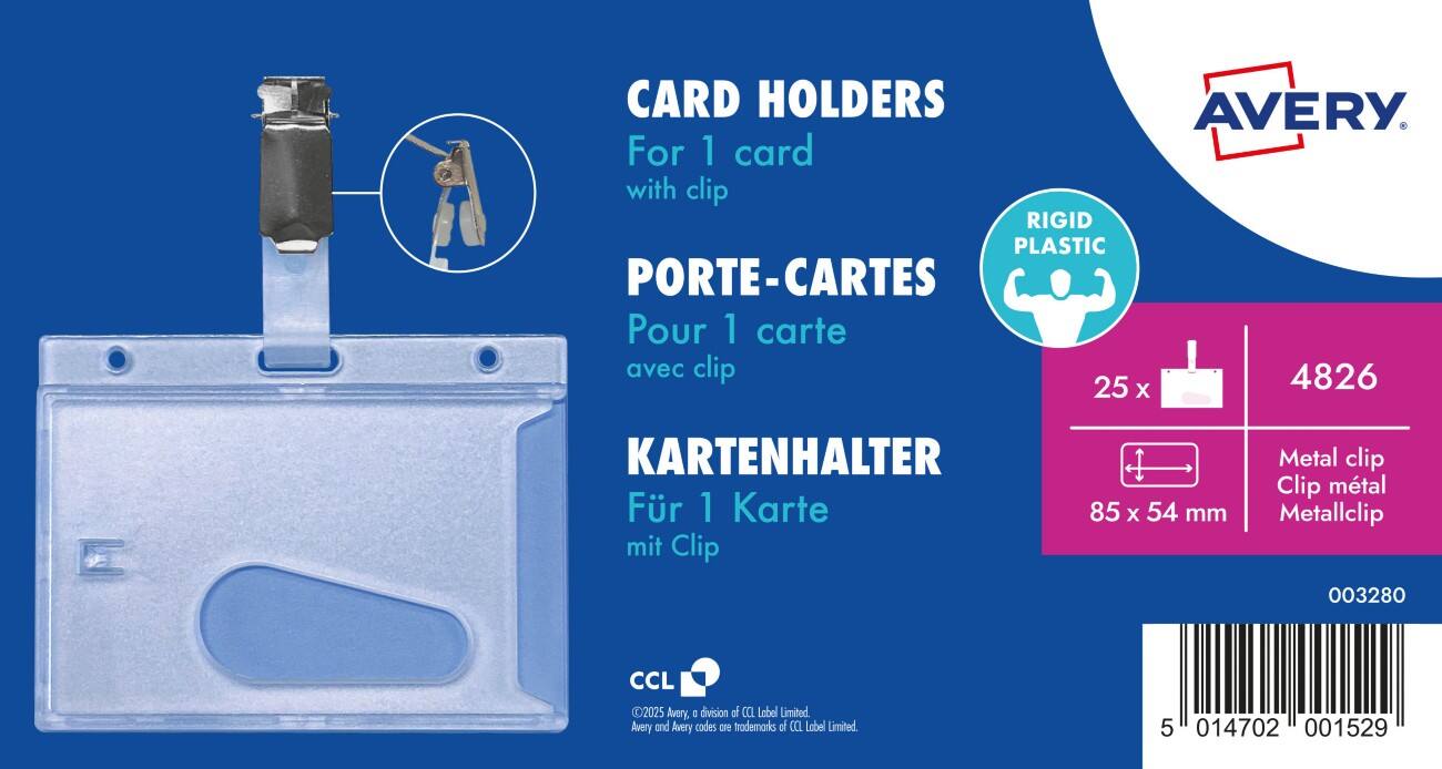 AVERY Zweckform Security Badge Clip 8.5 x 5.4 cm Plastic Pack of 25