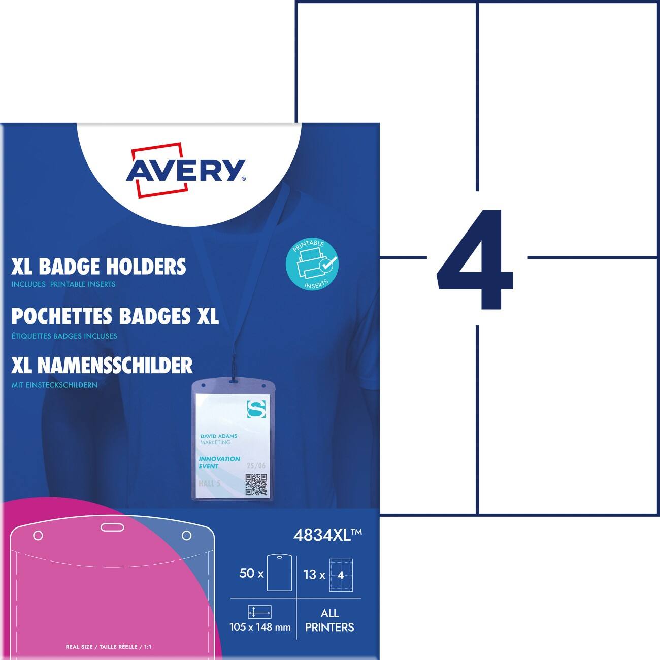 AVERY Zweckform Badge 10.5 x 14.8 cm Pack of 50