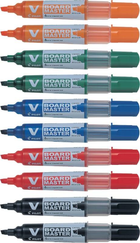 Pilot V-Board Master Whiteboard Marker Assorted Medium Chisel 5.2 mm Pack of 10