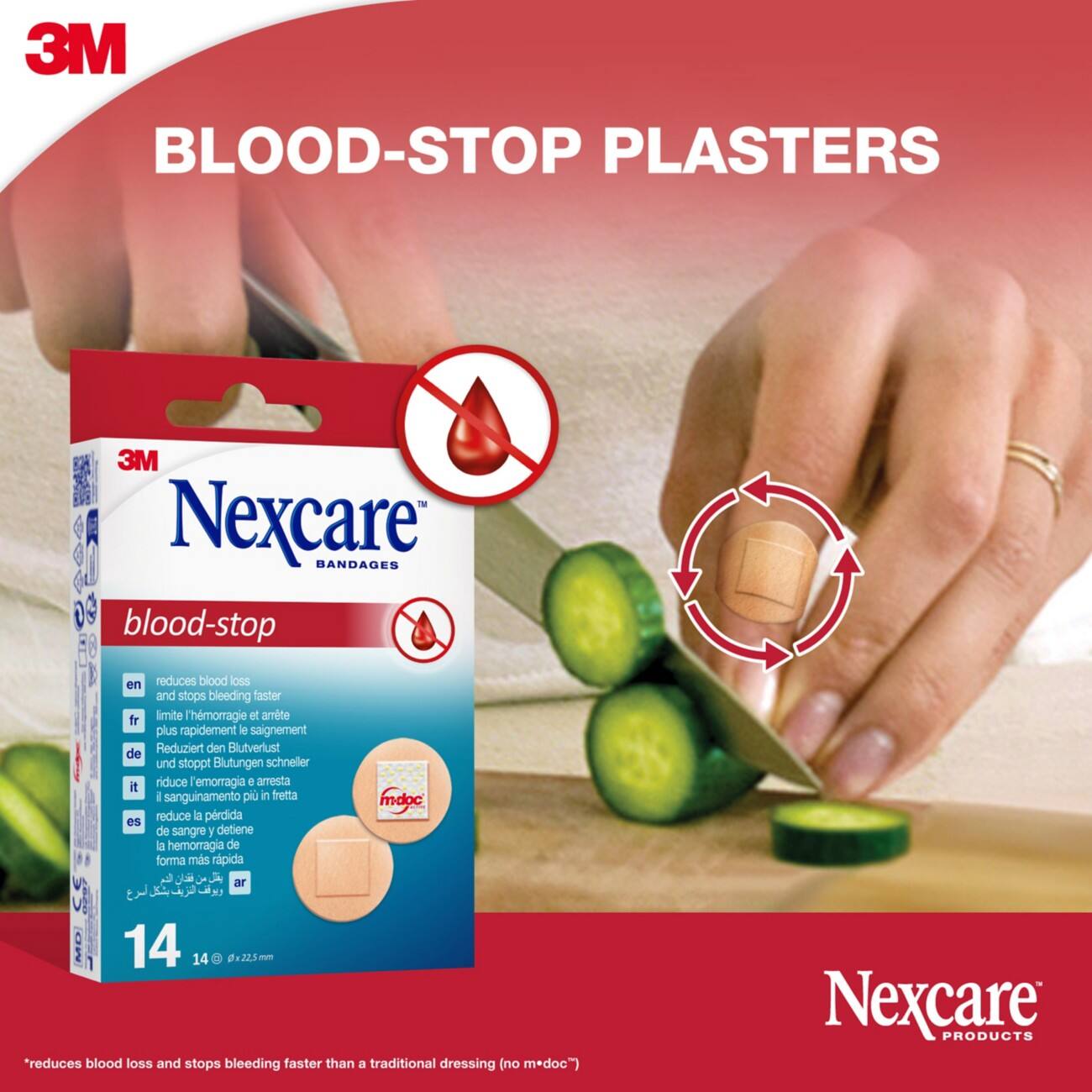 Nexcare Blood-Stop Plaster 1.8 x 8 x 13.2 cm Pack of 14