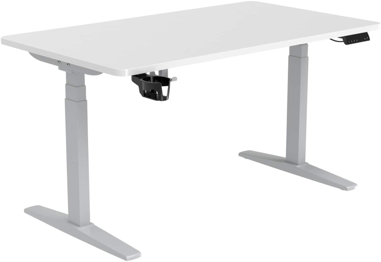 Viking Realspace Sit Stand Desk Grey, White 1,400 (W) x 800 (D) x 600 - 1,300 (H) mm Melamine, Steel