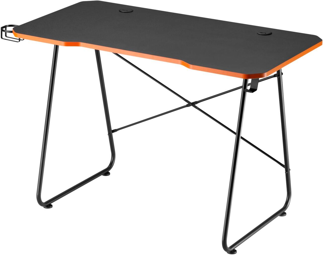 Maplin Gaming Desk Curved and Flat Sided Black Folding Frame 60 cm x 75 cm x 93 cm Particle Board and Melamine Steel