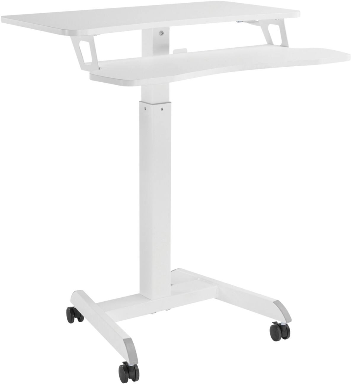 ProperAV Workstation Height Adjustable Rectangular White 40 cm x 120 cm x 80 cm Particle Board Melamine Steel Plastic