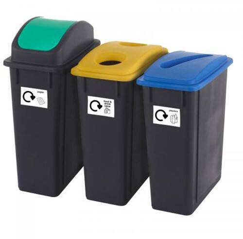 GPC Recycling Bin 65 L Grey Set of 3