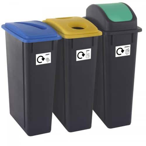 GPC Recycling Bin 90 L Grey Set of 3