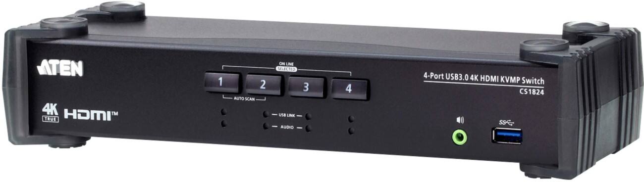 4-Port USB 3.0 4K HDMI KVMP Switch with Audio Mixer Mode