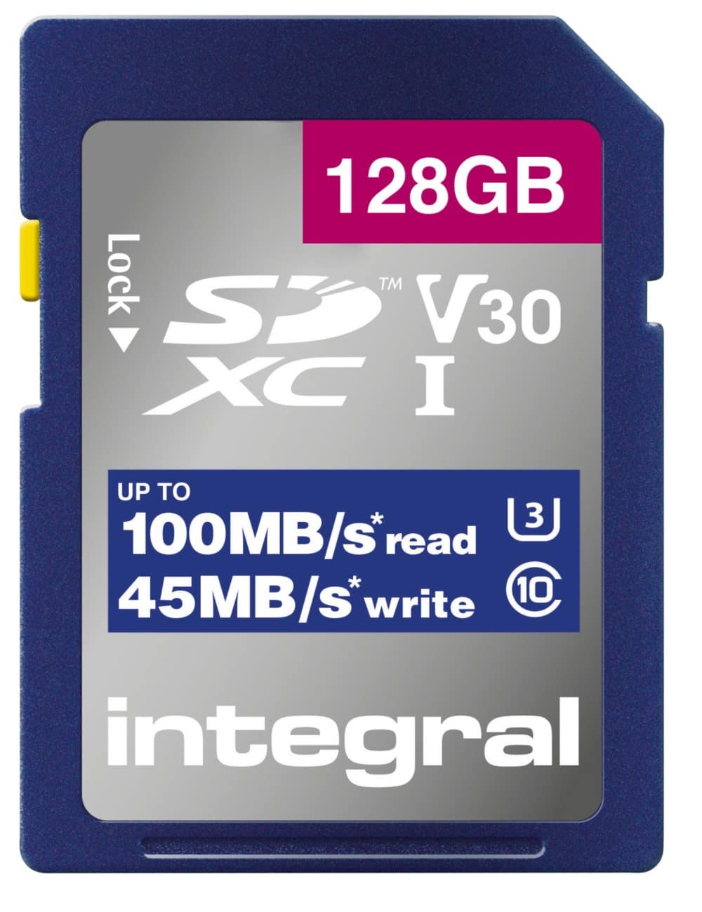 Integral 128GB SD Card SDXC UHS-1 U3 CL10 V30 UP TO R-100 MBS