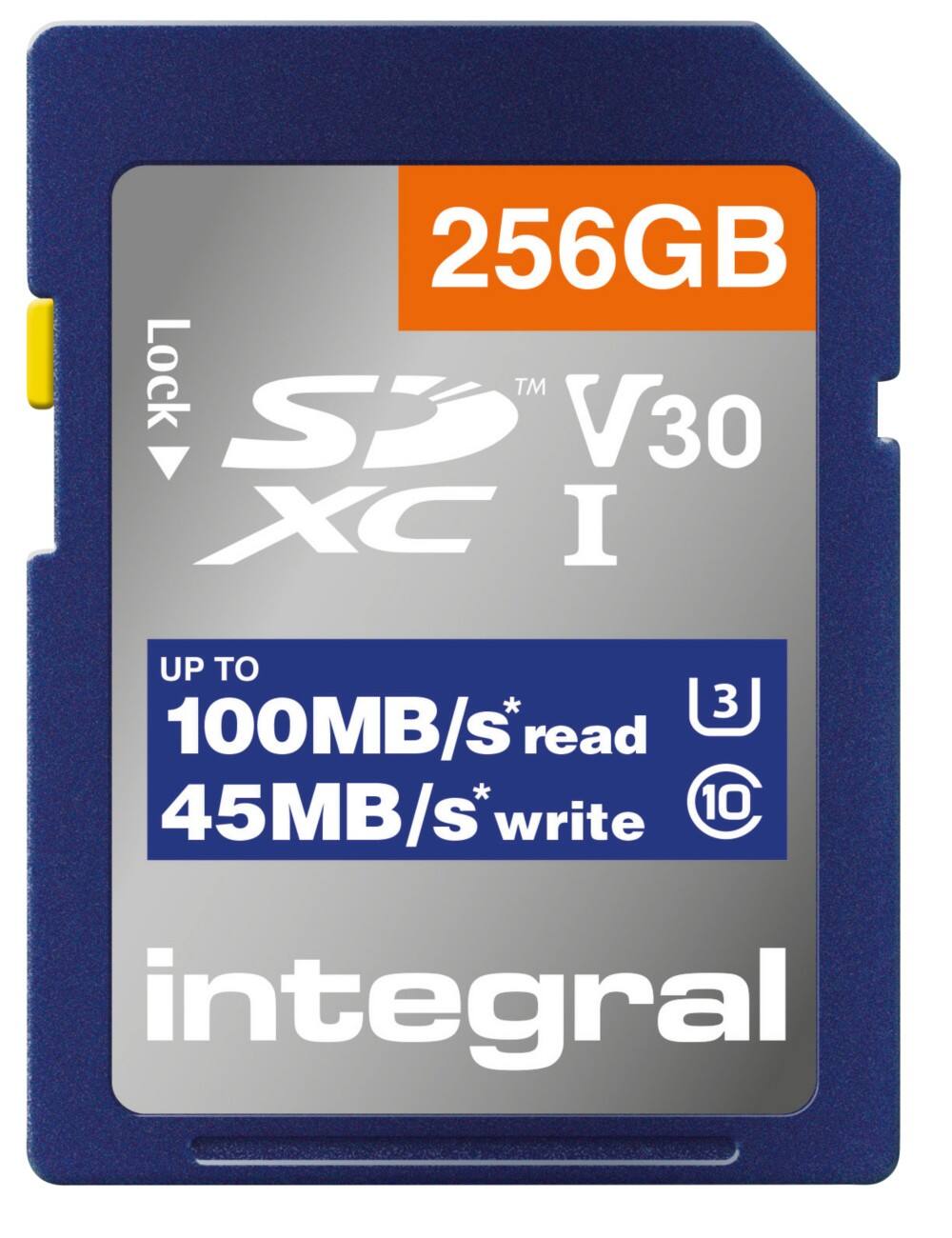 Integral 256GB SD Card SDXC UHS-1 U3 CL10 V30 UP TO R-100 MBS