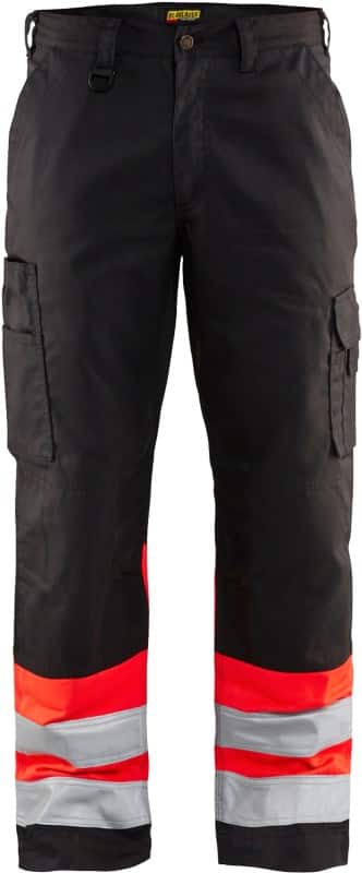 BLÅKLÄDER Trousers 15641811 Cotton, PL (Polyester) Black, Red Size 36R