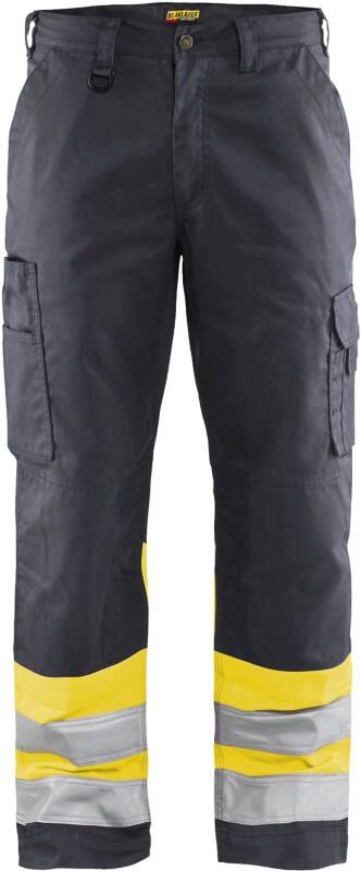 BLÅKLÄDER Trousers 15641811 Cotton, PL (Polyester) Mid Grey, Yellow Size 36R