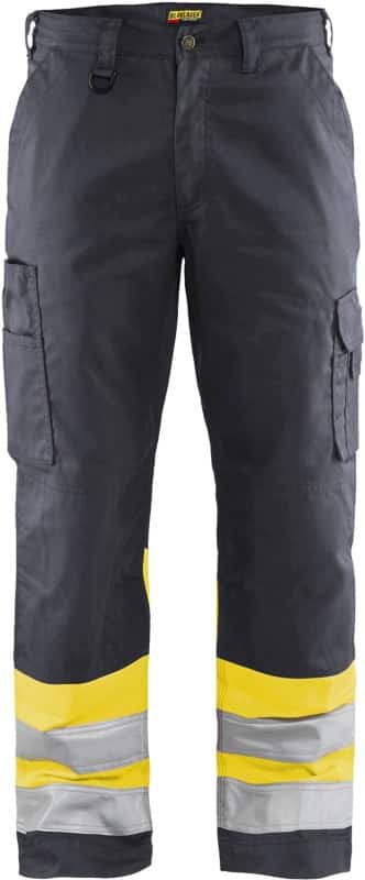 BLÅKLÄDER Trousers 15641811 Cotton, PL (Polyester) Mid Grey, Yellow Size 38R