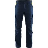 BLÅKLÄDER Trousers 14441832 Cotton, Elastolefin, PL (Polyester) Dark Navy Blue, Yellow Size 36R