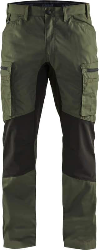 BLÅKLÄDER Trousers 14591845 Cotton, PL (Polyester) Army Green, Black Size 46R