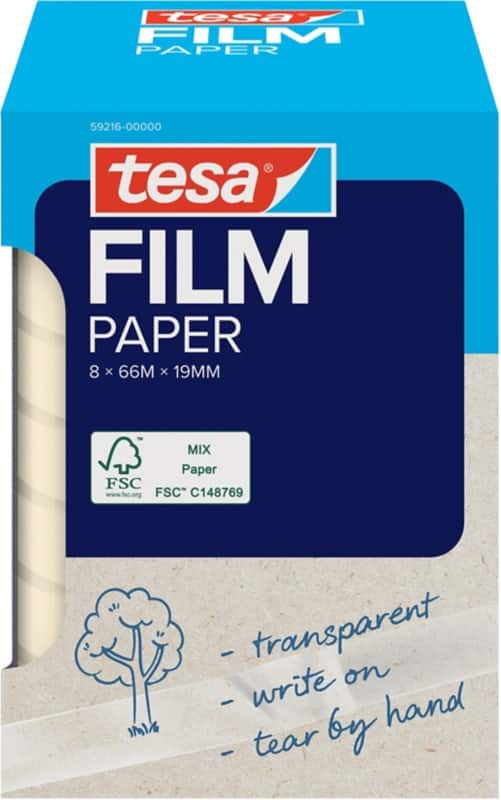 tesa Adhesive Tape tesafilm 59216-00000 Transparent 19 mm (W) x 66 m (L) Paper 66 m Pack of 8