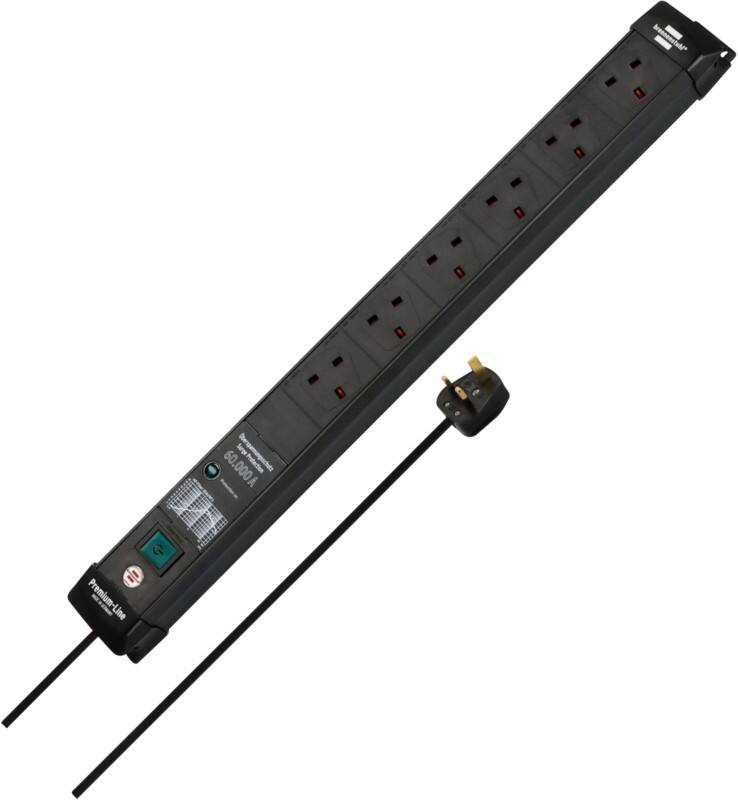 Brennenstuhl Premium-Line Extension Lead with surge protection up to 60.000A Switch 6-way 3m Black