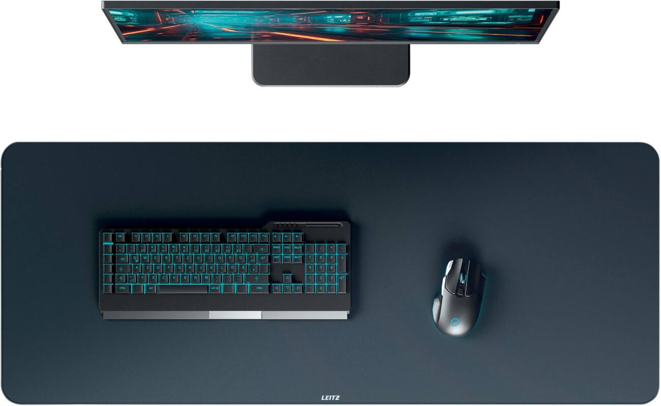 Leitz Extra Large Gaming Desk Mat 53840089 Dark Grey Matt 100 x 40 cm Rollable Soft Polyester