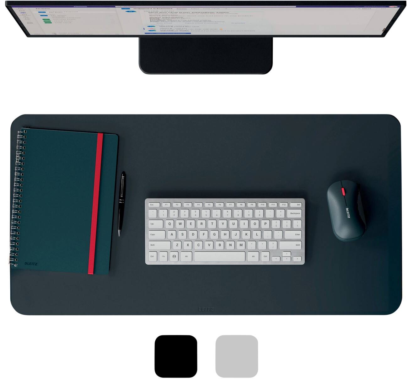 Leitz Large Leather Desk Mat 53850089 Dark Grey 70 x 36 cm Smooth Matt Surface