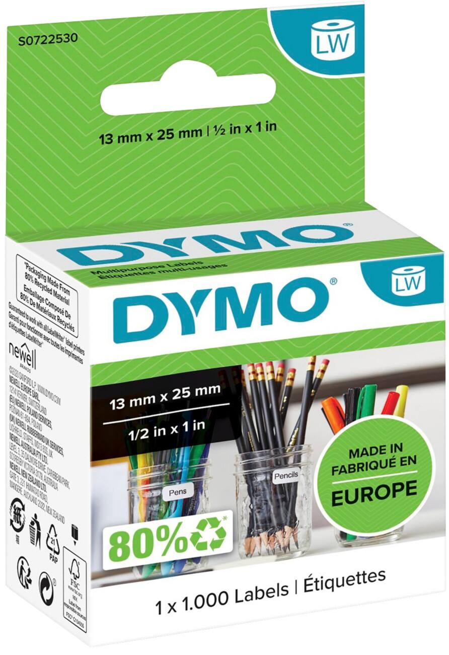 DYMO LW Labels Authentic 11353 S0722530 Adhesive Black on White 13 x 25 mm 1000 Labels