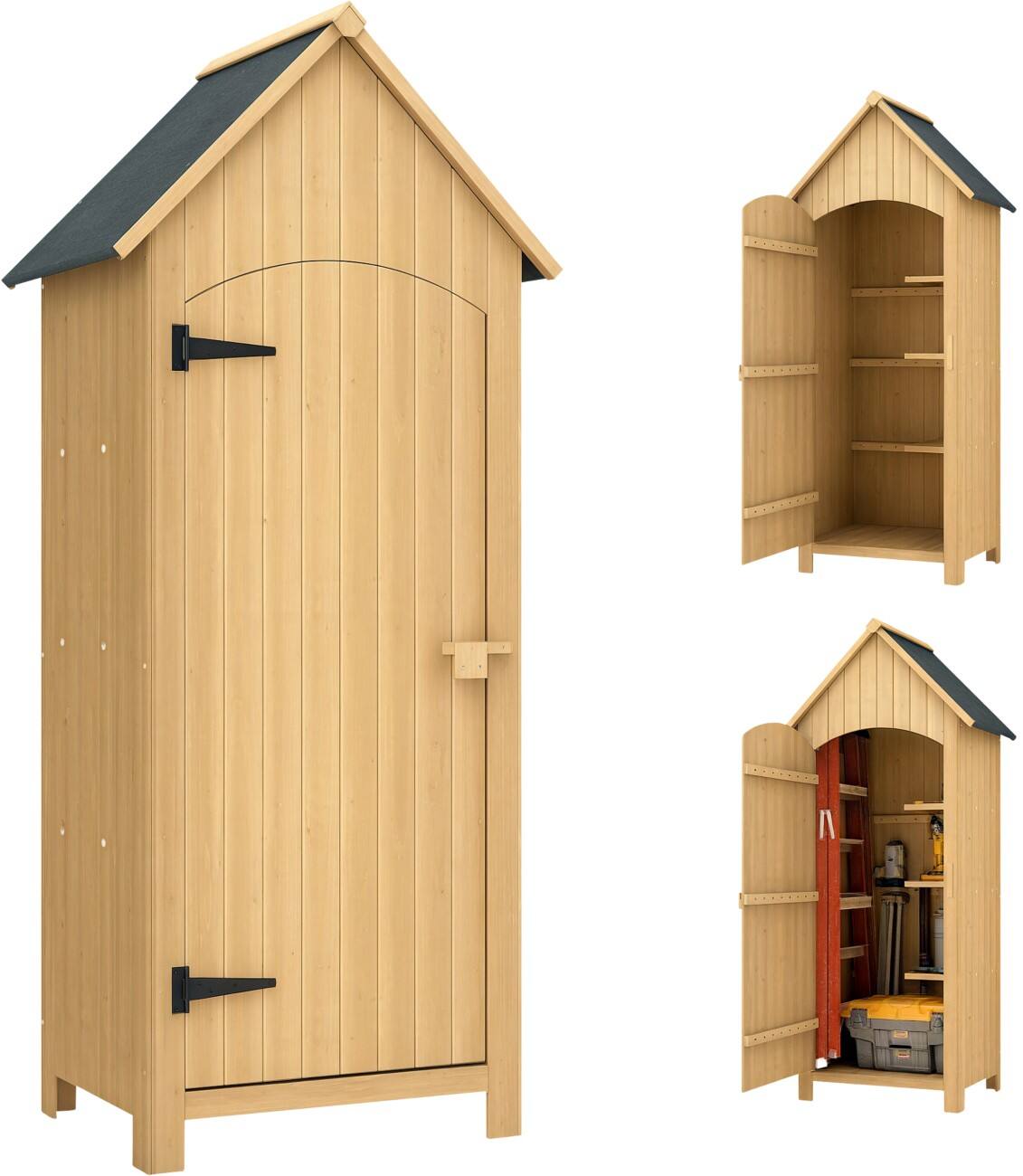 OutSunny Garden Shed Outdoor Double way gradient 0.542 x 0.775 x 1.795 m Fir Wood Brown
