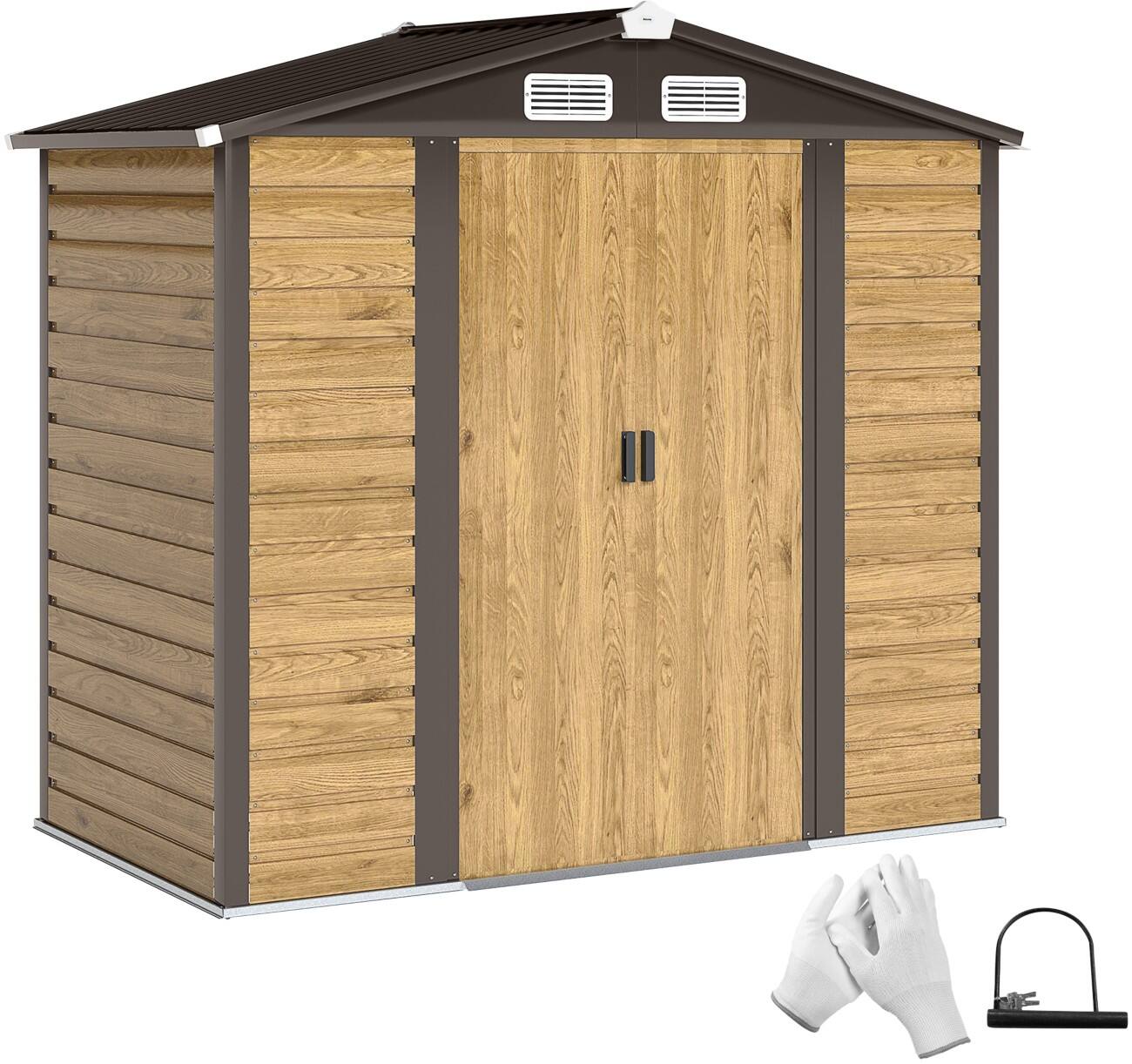 OutSunny Garden Shed Outdoor Double way gradient 1.2 x 2.13 x 1.94 m Galvanised Steel Brown