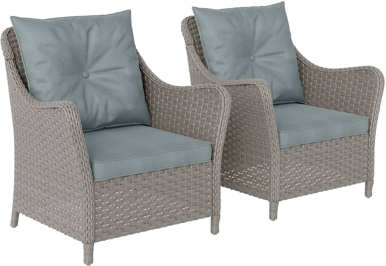 OutSunny Outdoor Rattan Chair PE Rattan, Steel Light Grey Outdoor Pack of 2