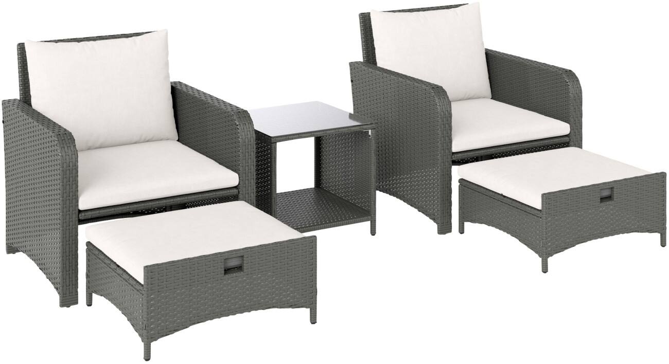 OutSunny Garden Furniture Set PE Rattan, Steel Cream Outdoor 5 Pieces