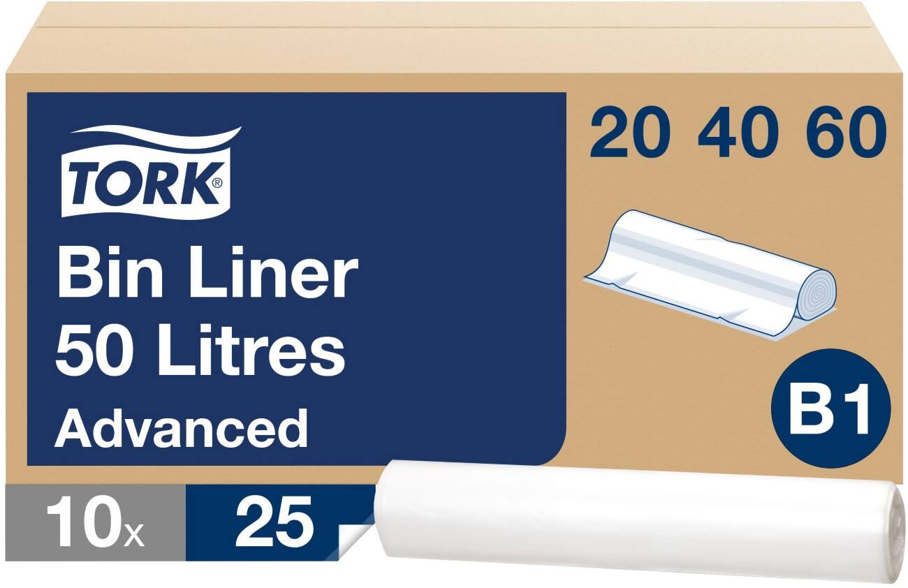 Tork Advanced 50 L Bin Bags  Transparent Pack of 25
