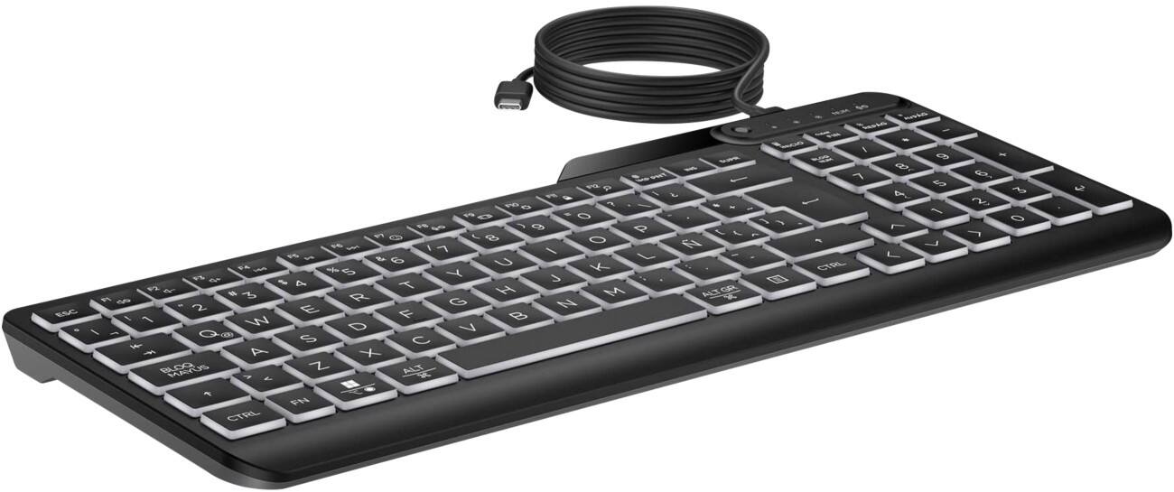 HP 405 Multi-Device Backlit Wired Keyboard Black