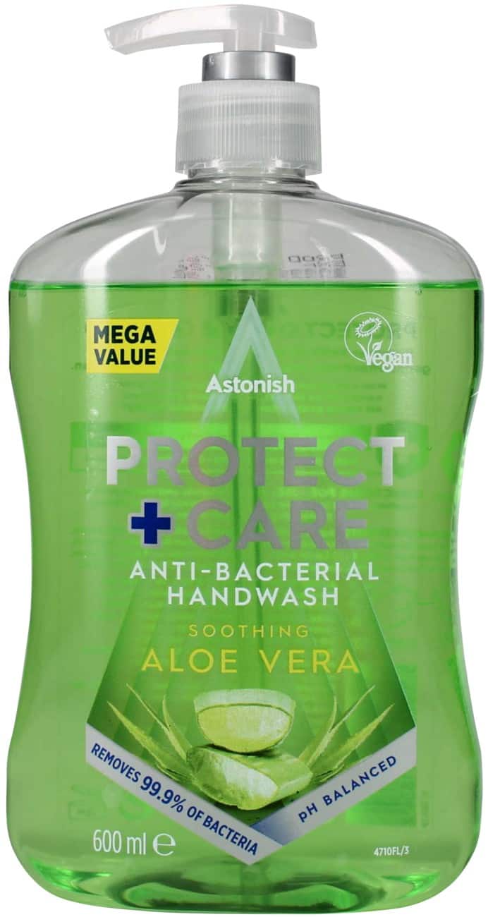 Astonish Protect + Care Hand Wash Antibacterial Liquid Aloe Vera Green TOAST010 600 ml