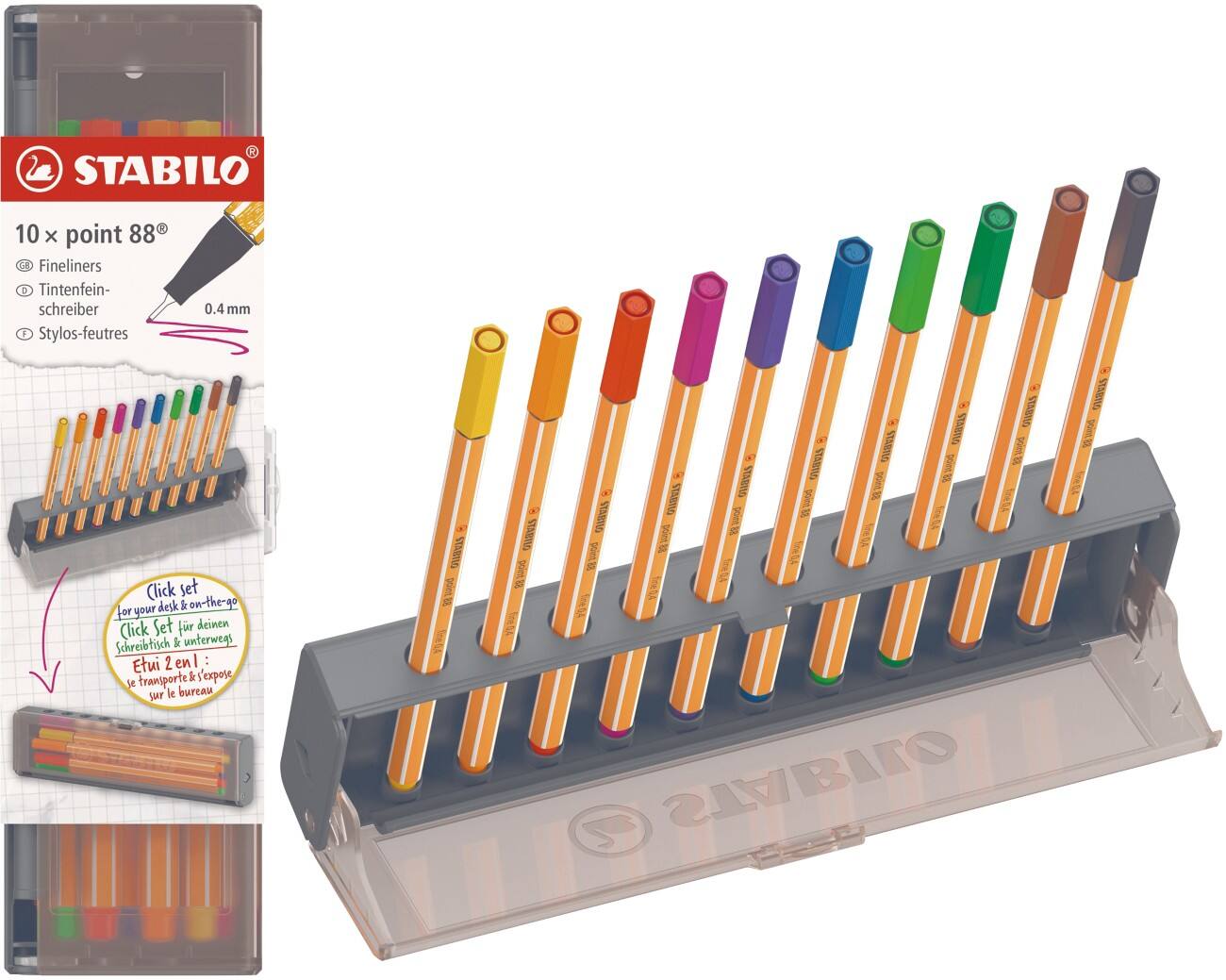 STABILO point 88 Fineliner Pen Needlepoint Assorted 8810-5 Pack of 10